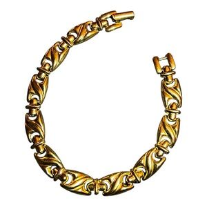 Vintage Gold Tone Chain Panel  Bracelet 7"